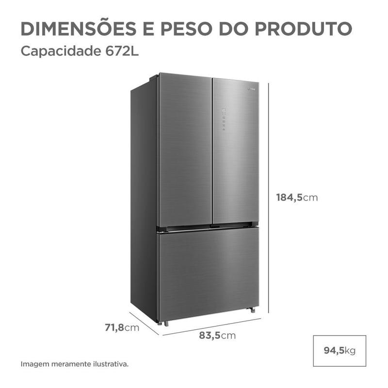 Refrigerador Multidoor Inverter Midea 03 Portas Frost Free com 672